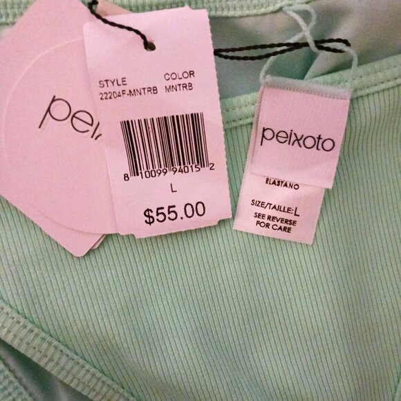 NEW Peixoto Tinga Ribbed Knit String‎ Bikini Swim Bottoms in Mint, Size L - Picture 7 of 11